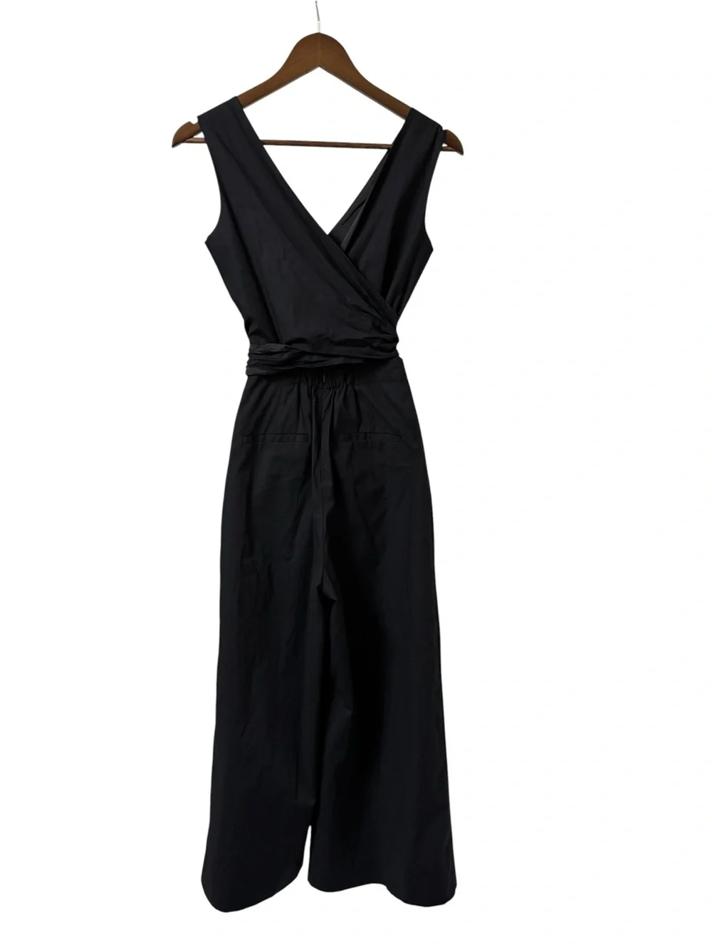 J.Crew black crop wide leg wrap tie stretch poplin tailored v neck jumpsuit 00